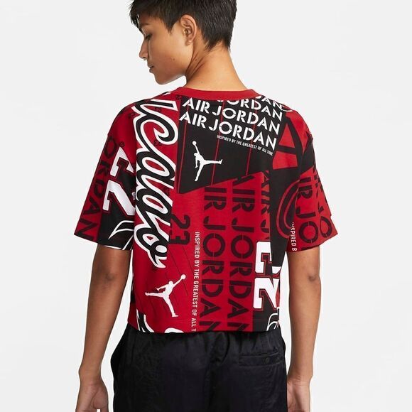 Air Jordan 1 2 3 4 5 6 11 12 13 Bred OG Heritage Women's Crop Top Tee Shirt Red - Picture 13 of 16